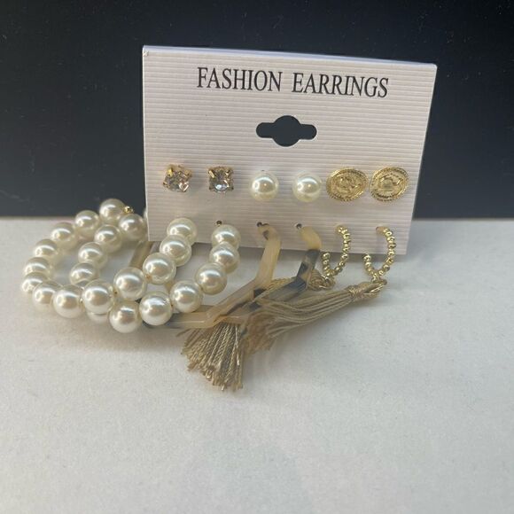 “Aurora” 6 Earrings Collection Bohemian Geometric Sets Boho Tassel Long 18k Gold - Picture 3 of 3